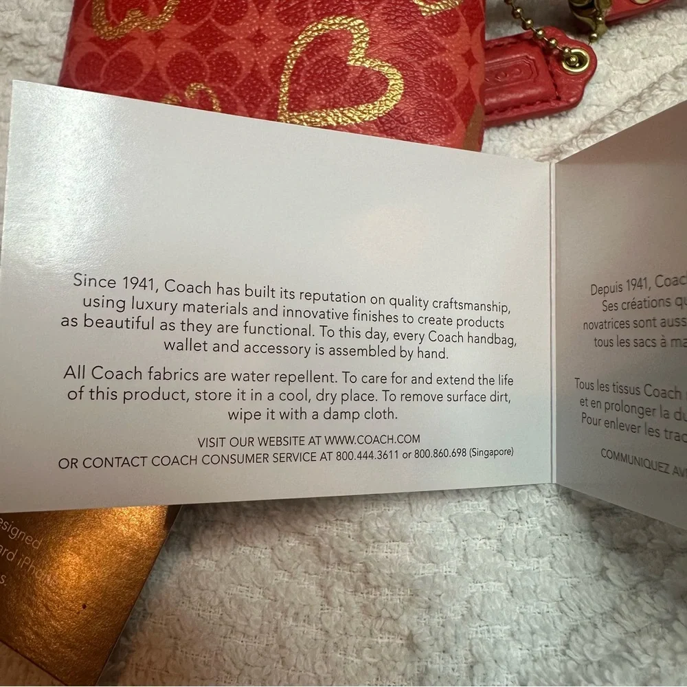 Coach Red Wristlet with Gold Heart Design - Picture 12 of 12